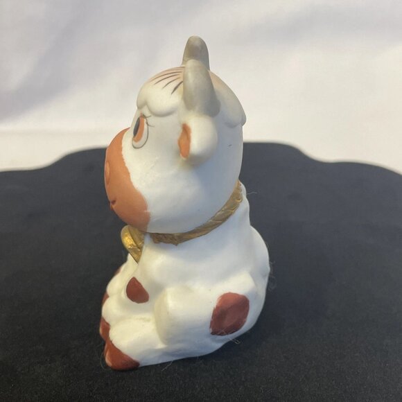 Vintage Porcelain Cow with Gold Bell 3 in Hand-painted Anthropomorphic Taiwan - Picture 2 of 9
